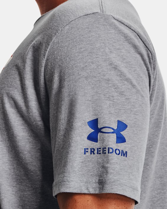 Men's UA Freedom Big Flag Logo T-Shirt, Gray, pdpMainDesktop image number 3